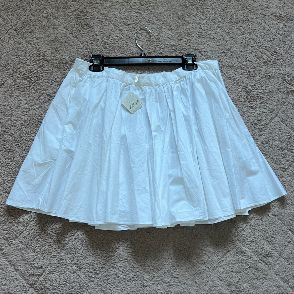 NWT Free People Gaia Mini Skirt‎ Cotton Cottage Preppy Minimalist Stretchy Sz L